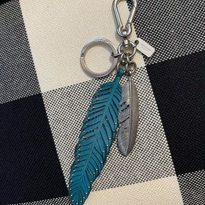 Coach teal feather bag charm/ keychain